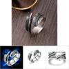 Feather Shaped Titanium Steel Opening Ring Men"s Fashion Finger Jewelry (8#)