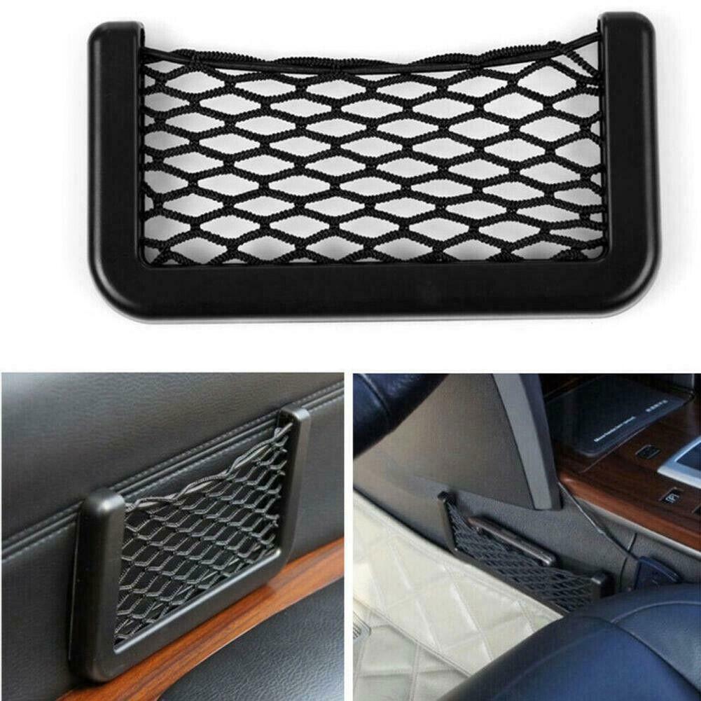 2Pcs Car Interior Accessories Body Edge Black Elastic Net Storage Phone Holder