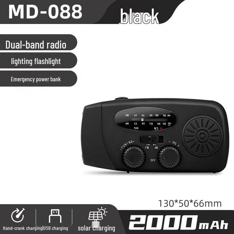 Multi-Functional Solar Hand-Crank Flashlight Radio for Emergency Preparedness