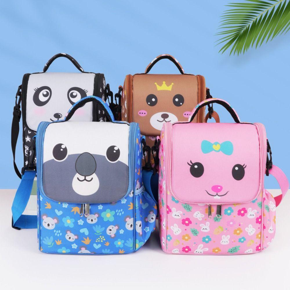 Oxford Cloth Cartoon Lunch Bag Coffee Pink Black Blue Cartoon Pattern Thickened Thermal Insulation Bag Aluminum Foil Lining
