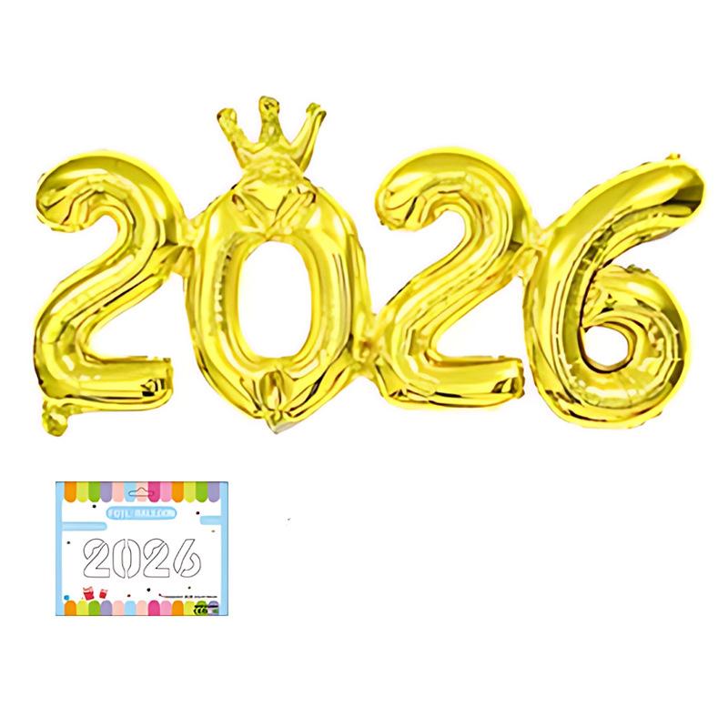 2026 Crown Number Foil Balloons for New Year Eve Party Decoration Supplies Navidad Christmas 2025 Photo Props Gifts
