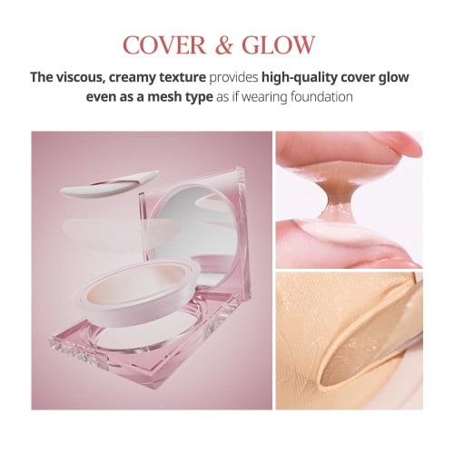 CLIO KILL COVER MESH GLOW CUSHION SPF50+ PA++++ (#2 LINGERIE) Korean Cosmetics Transparent Glossy Skin Serum Pore Cover UV Protection