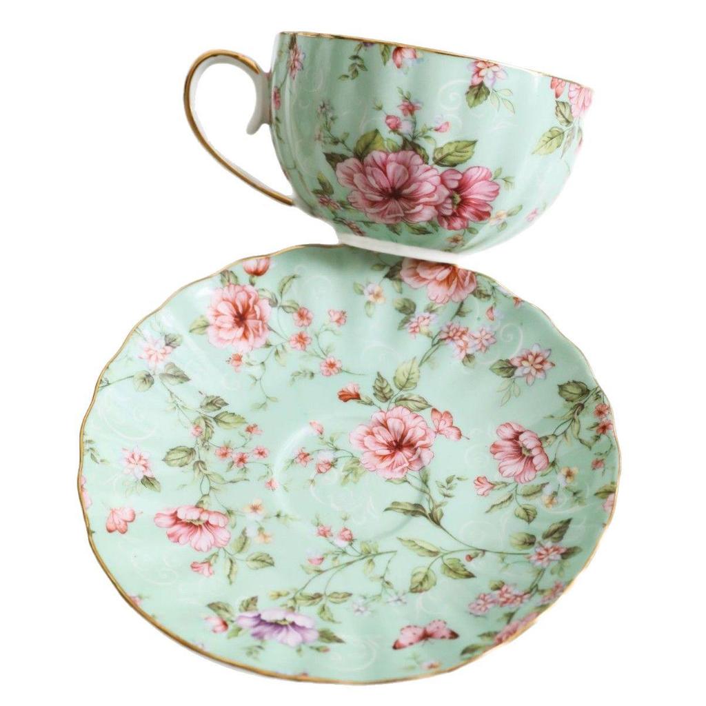 European Ceramic Floral Coffee & Tea Cup Set with Saucer – Home Use for English Afternoon Tea