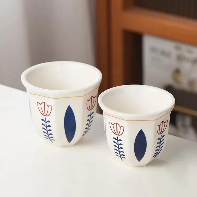 Espresso Ceramic Cup Middle Eastern Style Garland Hand Held Anti-scald Latte Cappuccino Coffee Mugs Teacup Gift for Home-use