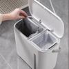 Trash Can with Lid Garbage Bin Container Removable Recycling Waste Double Compartments for