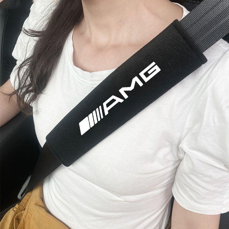 YDC4   2Pcs Car Interior Seat Belt Protector Cover Auto Accessories For Mercedes Benz AMG A C E S Class W203 W220 W206 W205 W211 C260 