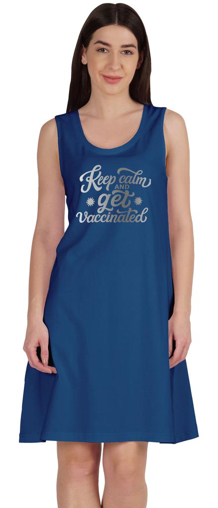 Inkmeso Keep Calm and Get Vaccinated T-Shirt Funny Pro Vaccine Summer Scoop Neck