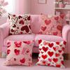 Pink Love Cushion Cover Soft Short Plush Double-Sided Printing Home Decor Machine Washable Pillow Case Gift
