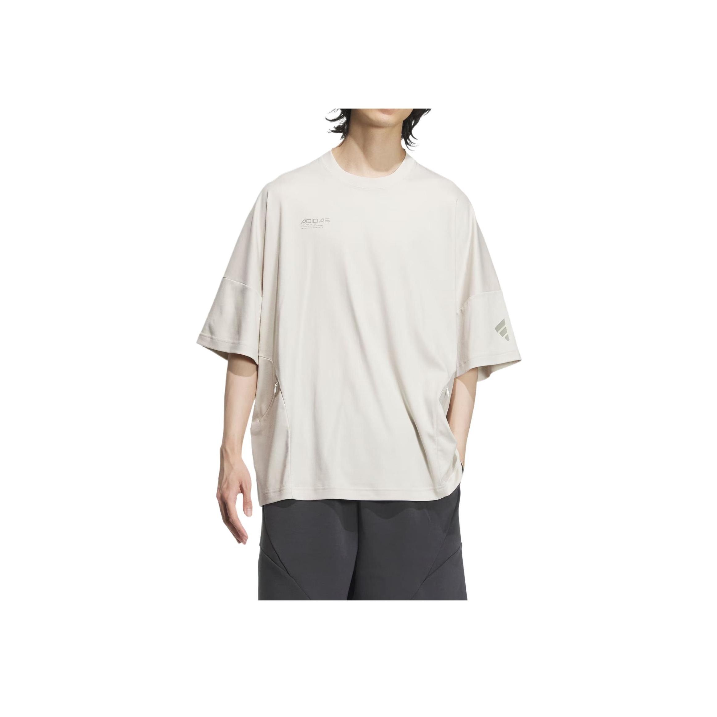 

Adidas Футболка с коротким рукавом в стиле будущего с буквенным принтом, удобные простые мужские топы, алюмо-коричневые JL9953 L