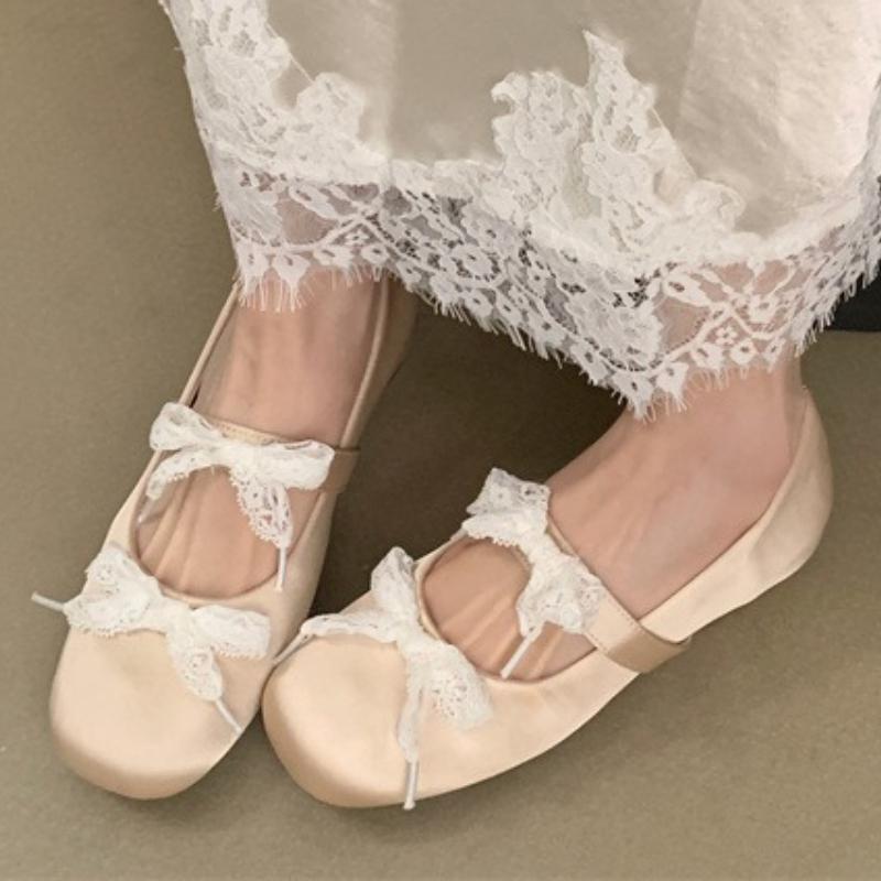 2026 Hot Sale Ladies Shoes Shallow Women's High Heels Fashion Butterfly-knot Casual New Square Toe Best Seller Flat Low Heels