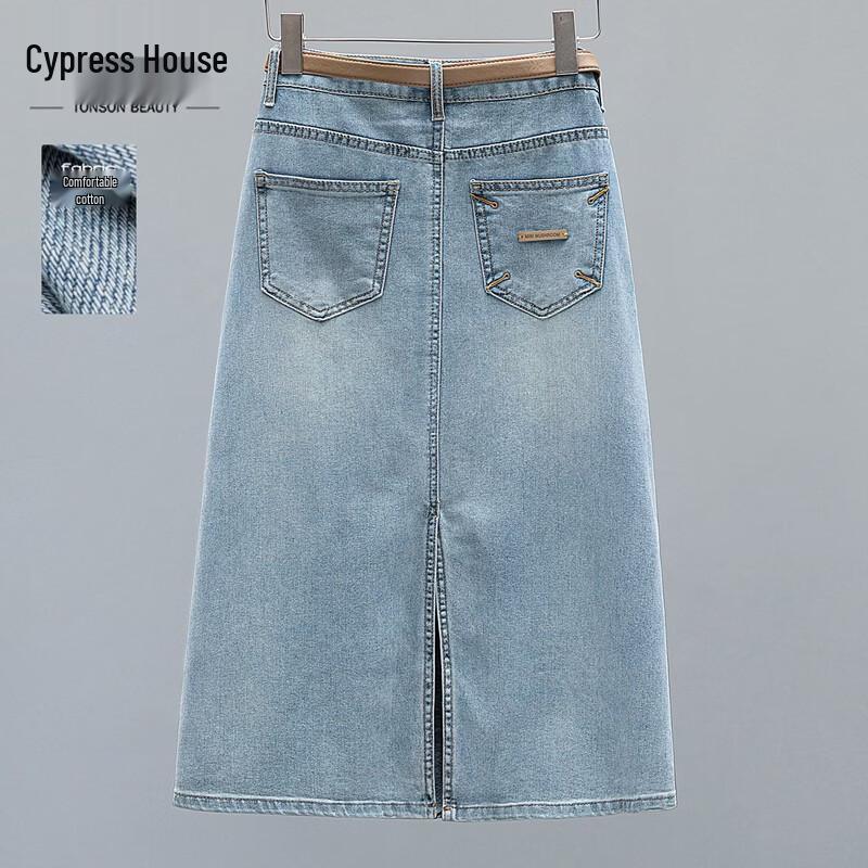 Женская джинсовая юбка-миди Silbaishe с высокой талией, облегающего кроя, с разрезом, выбеленная L