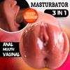 Masturbatore maschile Sex Toys 3 in 1 Pocket Pussy Giocattolo per adulti con viso realistico Bambola del sesso con bocca realistica, vagina e ano