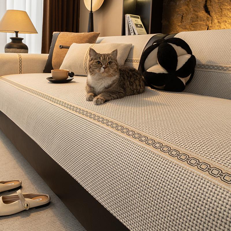 New Sofa Cushion Solid Color Four-Season Universal Light Luxury High-Grade Straight Non-Slip Leather Seat Cushion Cover Cover Towel
