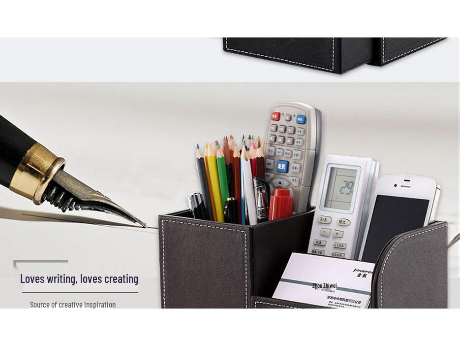 Moderner Business-Stifthalter - Multifunktionaler Leder-Schreibtisch-Organizer