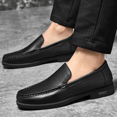 Genuine Leather Men Driving Shoes Breathable Hollow Out Lightweight White Casual Slip-On Shoes Walk Sneakers Business Work Shoes