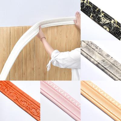 Decoración del hogar 3D Tira de línea de cintura Rodapié Adhesivo impermeable Pegatina de pared Anticolisión AVE