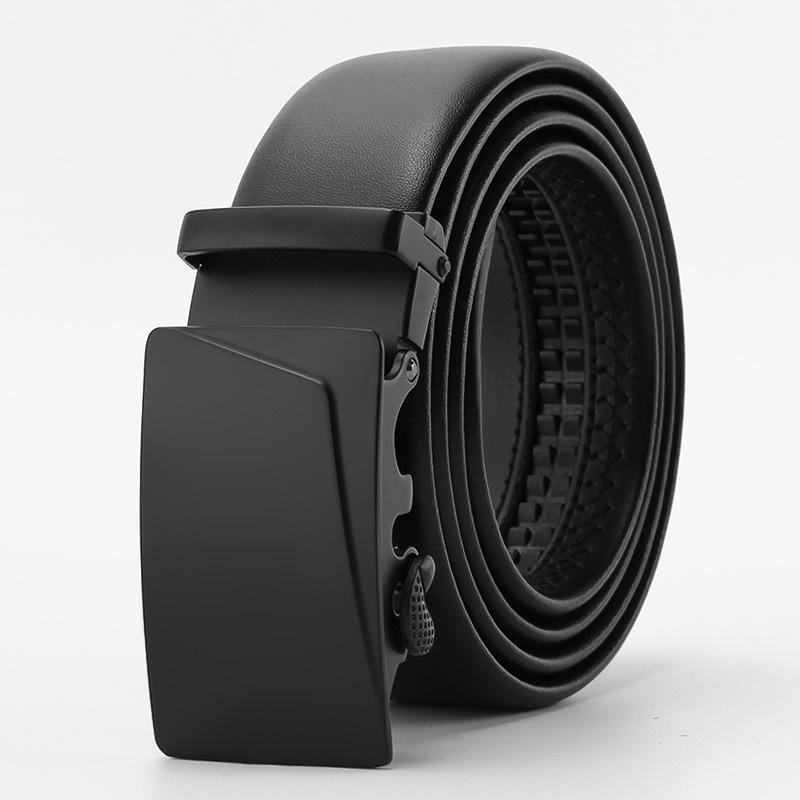 Nieuwe Stijl Tweede Laag Koeienhuid Leer Riem Mannen Automatische Gesp Echt Koeienhuid Zakelijke en Casual Riem 110-130cm black