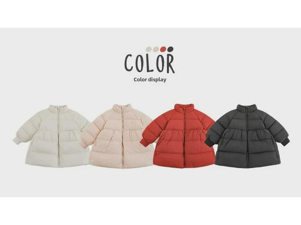 Wulibu Girls' Stylish Mid-Length Down Jacket with Ribbed Cuffs - 2025 Winter Collection