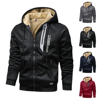 Pánska jednofarebná fleecová mikina s kapucňou na zips Pánska športová nadrozmerná ležérna fleecová mikina