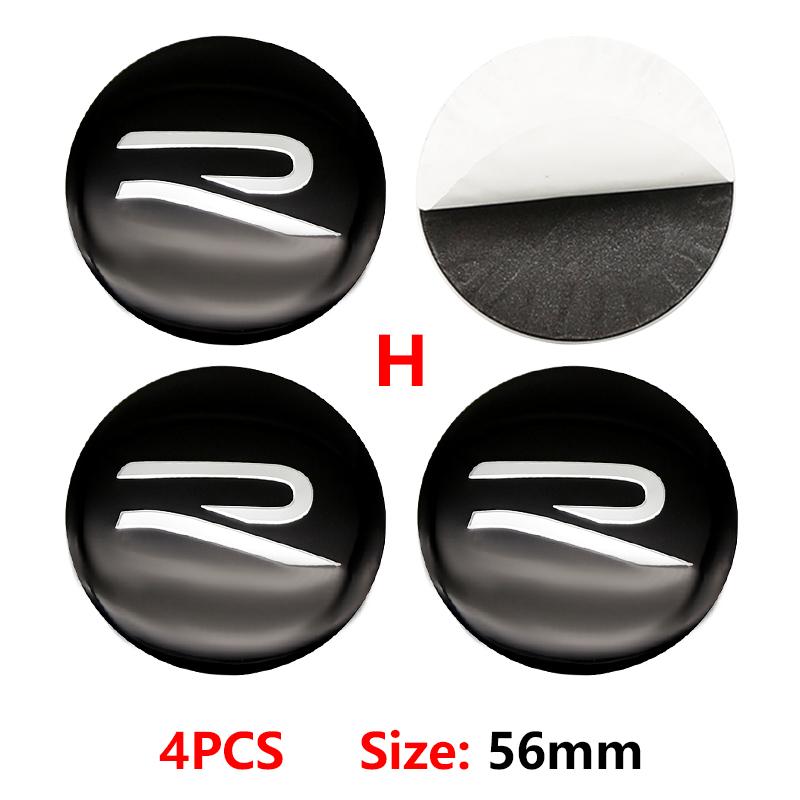 Pour VW VOLKSWAGEN Nouveau 4pcs 56mm Emblème de Roue de Voiture Autocollant Central 60mm Cache-Moyeux de Roue Accessoire Pour VW golf Passat R Rline GTI