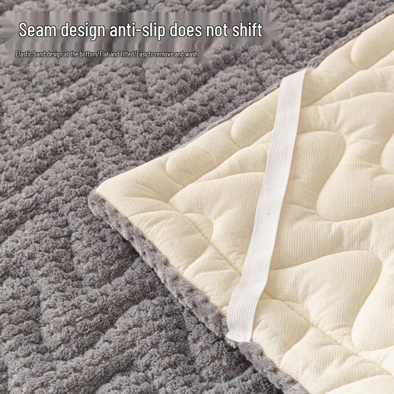 Thick Plush Winter Bed Pad - Solid Color, Warm Milk Velvet Mattress for Dormitory or Bedroom