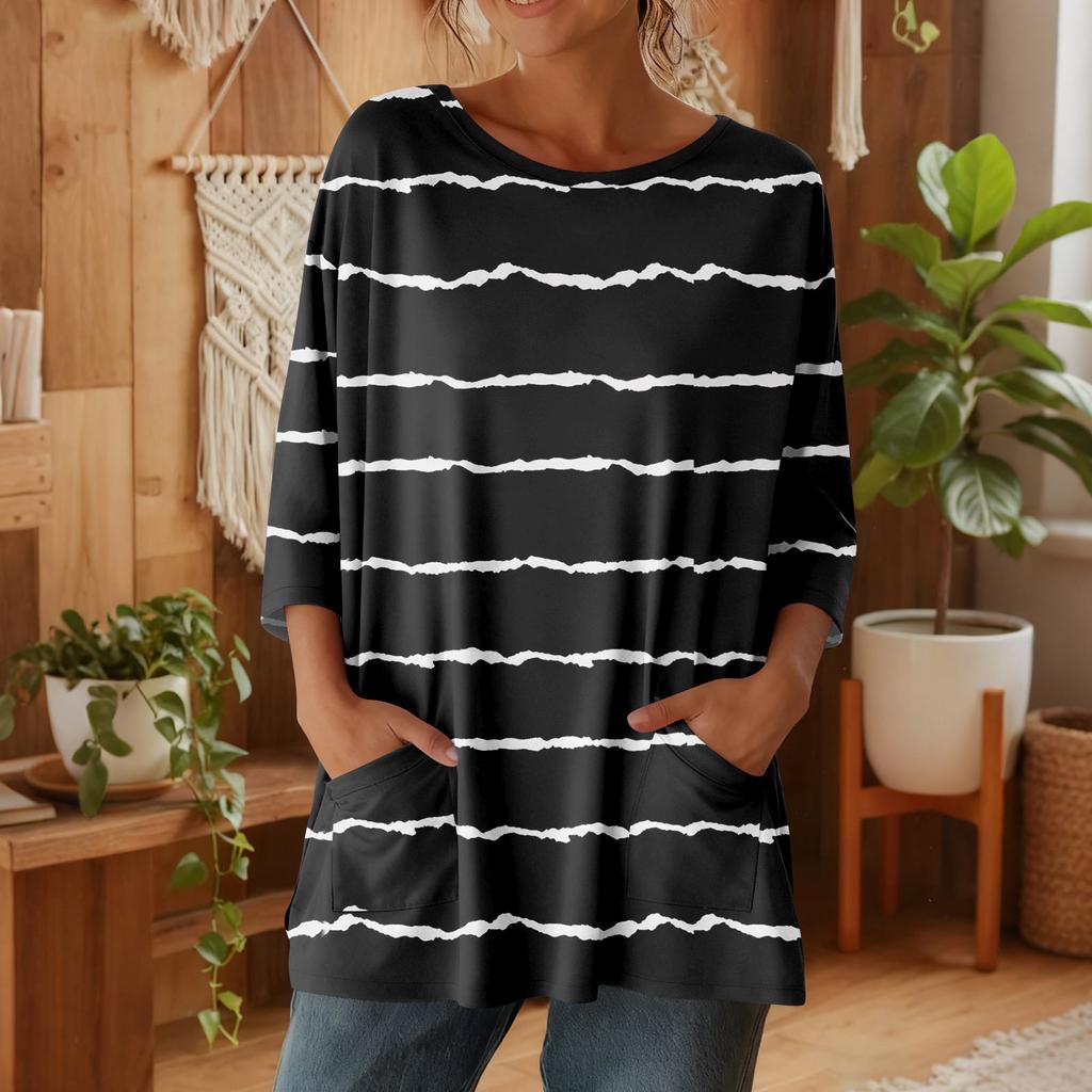 Damen 3/4-Ärmel Shirts Grafik-T-Shirts Shirts Lässige Basic-Tops Pullover