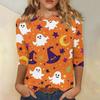 Women's Fashion Casual Three-quarter Sleeve Halloween Printed Round Neck Top