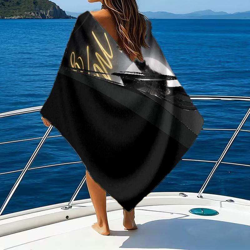 1pc Michael Jackson Beach Towel with Custom Name, Beach/Swimming/Bath/Picnic/Camping Towel, Suitable for Seaside Beaches