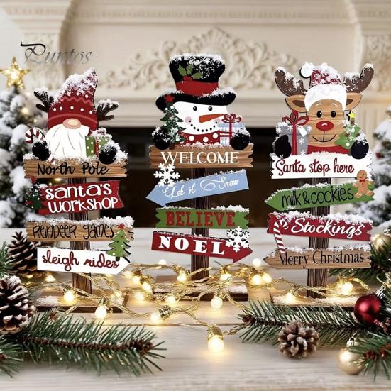 Christmas Decorations for Fireplace Table Decoration, Rustic Wooden Tabletop Sign, Vintage Farmhouse Decorative Desktop Plaque Holiday Party