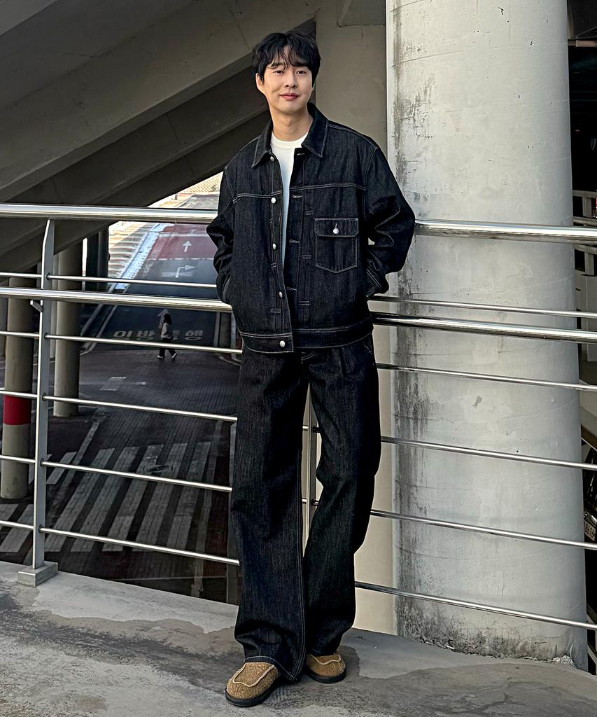 Mindbridge [Set] Black Raw Denim Single-Pleat Set-Up