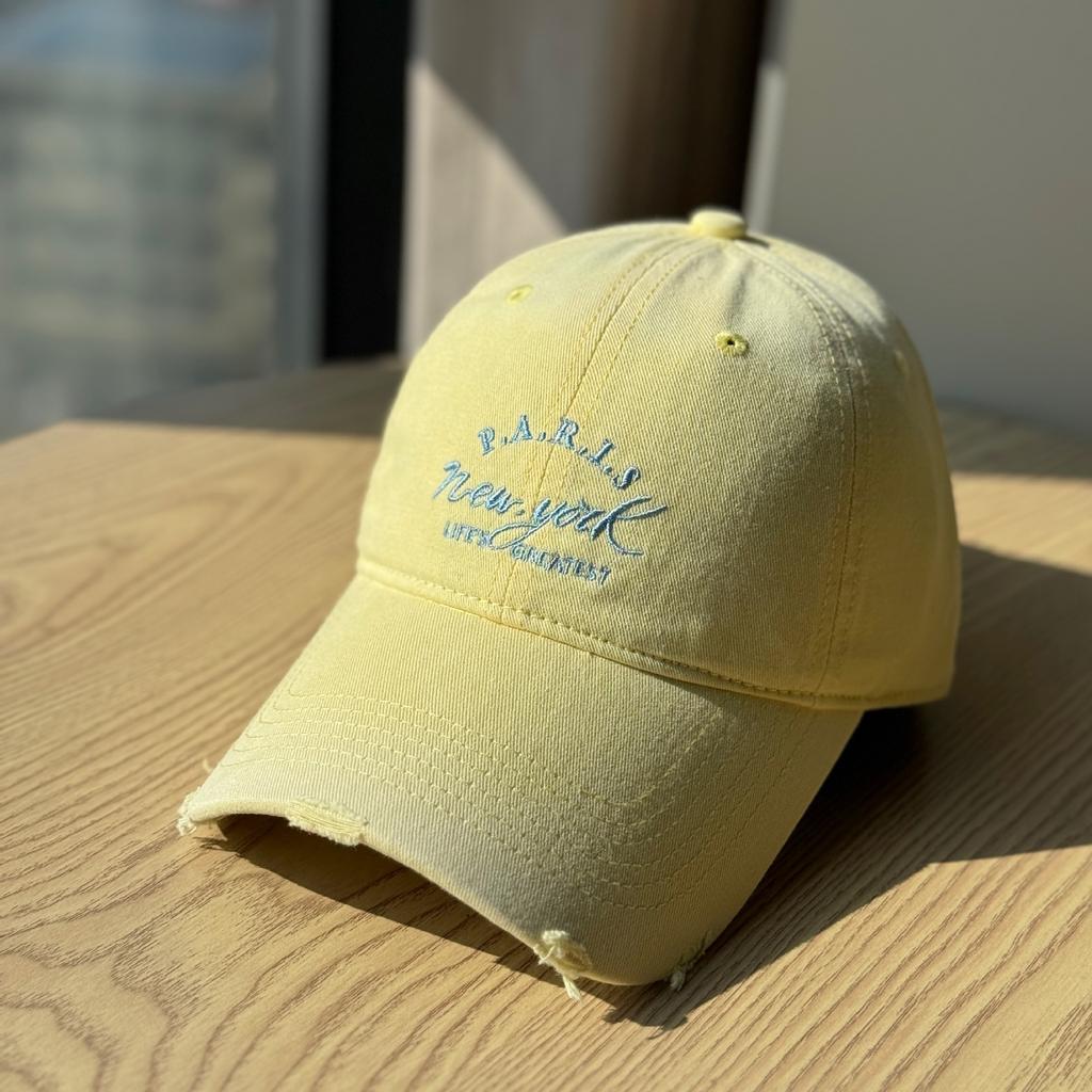 New letter-embroidered soft-top baseball cap for women, wide brim, makes the face appear smaller, duckbill cap for large head sizes