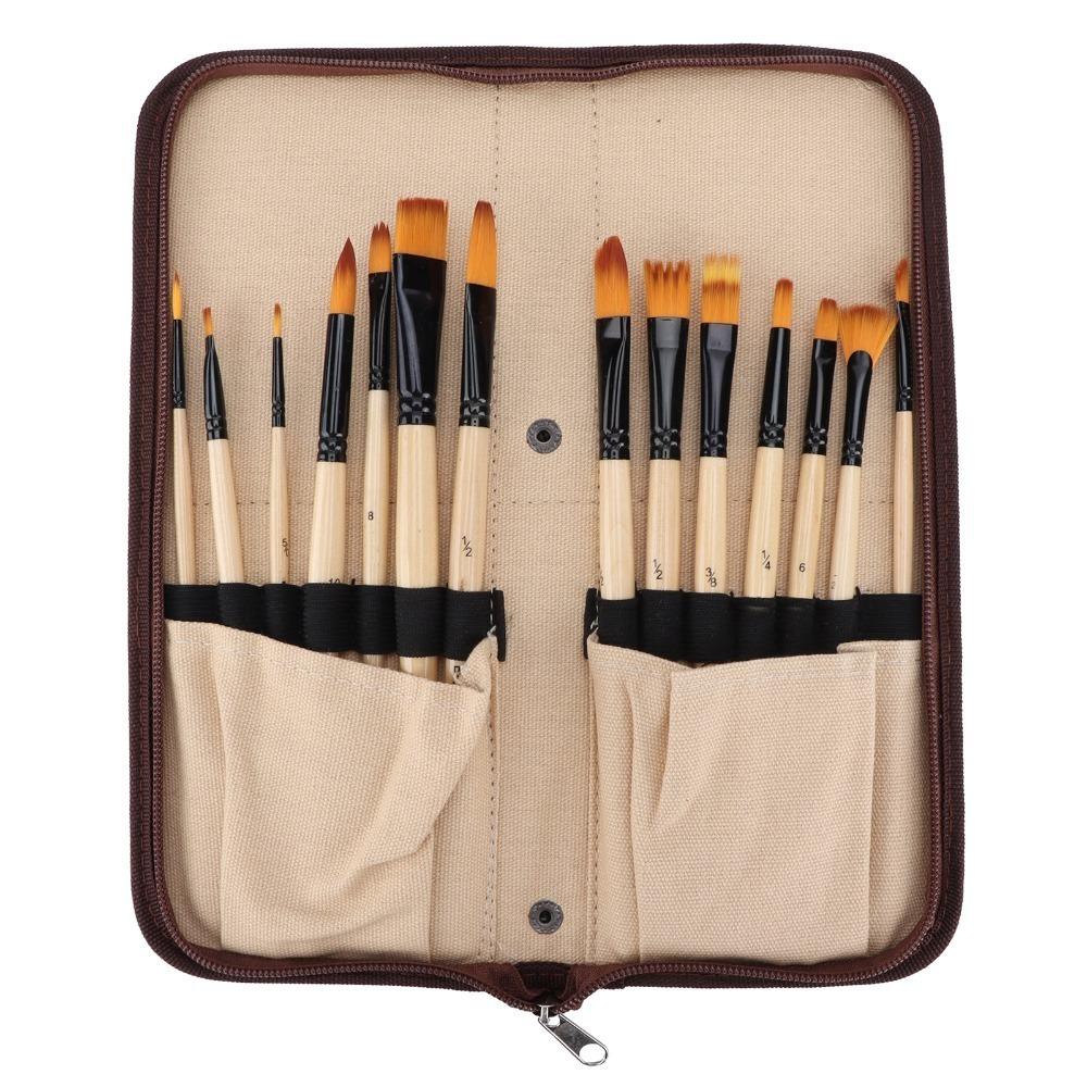 14PCS Tough Fiber Texture Multi-tip Nylon Brush Set Watercolor Paint Brushes Acrylic Artwork Making