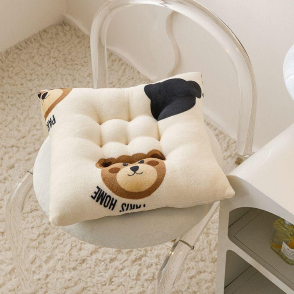 Plush Seat Cushion Square Stool Cushion Cute Back Cushion  for Home&Office