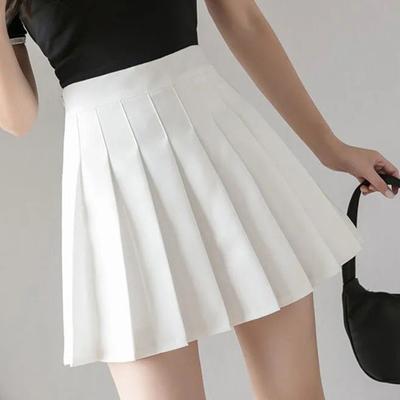 Women Uniform Skirt Pleated Solid Color High Waist A-line Loose Hem Dress-up Soft Preppy Style Lady Mini Pleated Skirt Female Clothes
