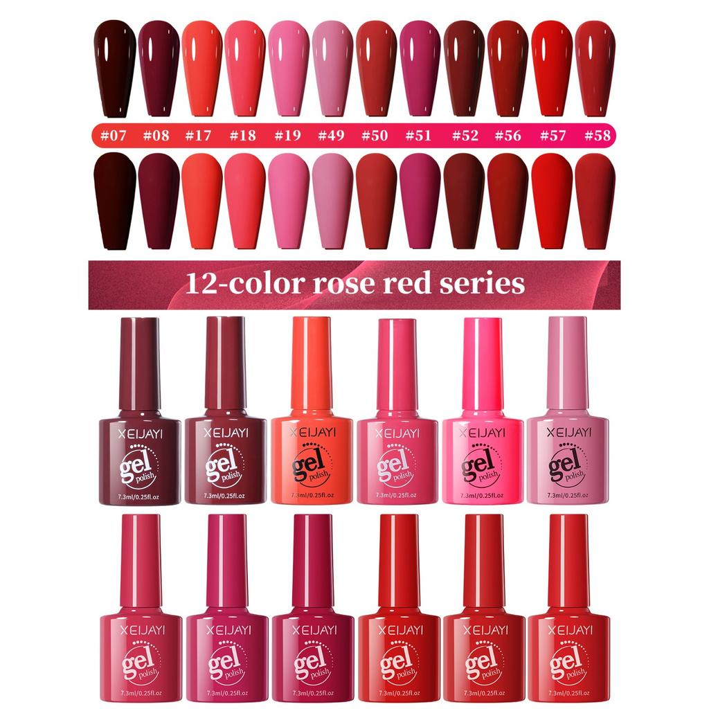 Popular Color Cherry Red True Red Solid Color Series Whitening Long-lasting Nail Polish Glue Phototherapy
