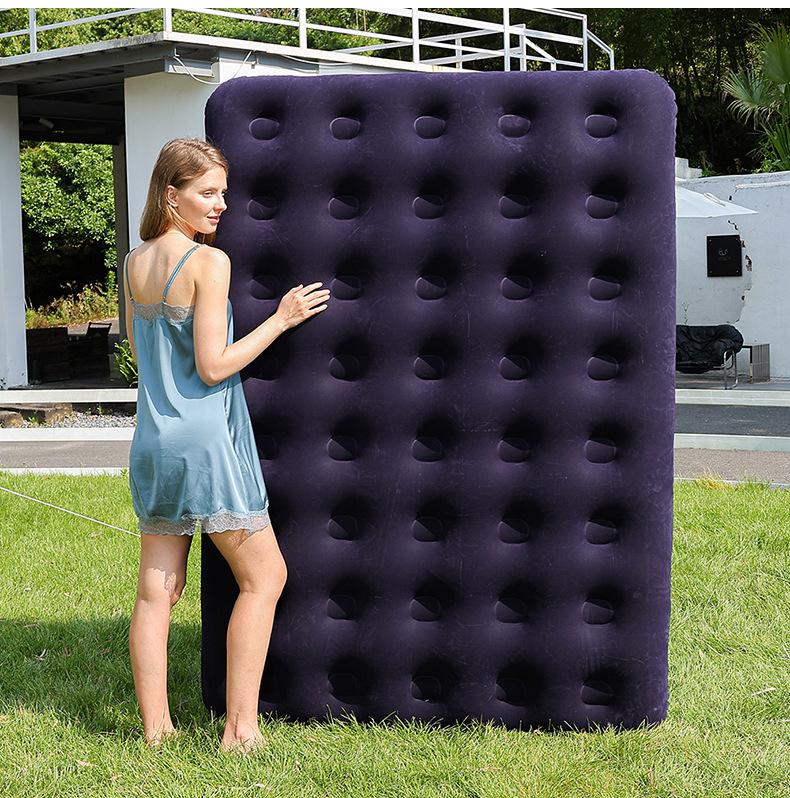 Portable Inflatable PVC Air Mattress - Thickened, Flocked, and Ideal for Camping