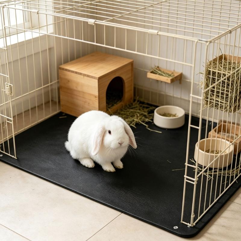 Waterproof Pet Cage Floor Pad for Households with Cats and Dogs, Button Closures Attach to Cage Feet to Reduce Shifting, with Detachable Construction
