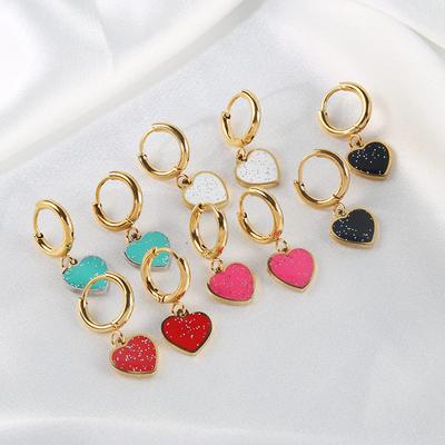 Orecchini a vento, Amore personalizzato, Fibbia per orecchio in acciaio inossidabile a forma di cuore di pesca, Temperamento semplice e versatile, Orecchini a perno in acciaio al titanio