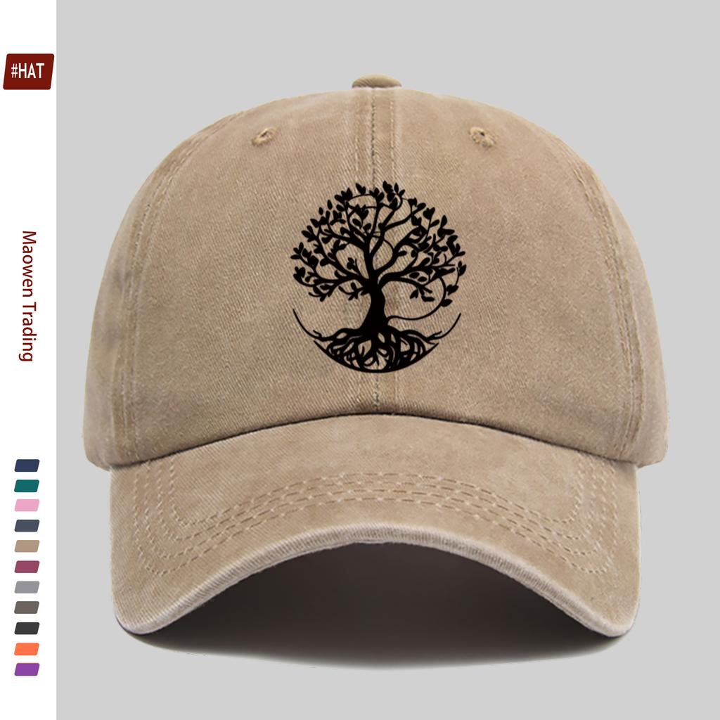pc Fashionable PatternPrinted Baseball Cap Designed with Treeinspired Motifs Where the Root Shapes Form a Circular Decorativ