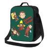 Neugieriger George Manga Isolierte Lunchtaschen für Frauen Wiederverwendbare Kühltasche Thermische Lebensmittel Bento Box Outdoor Camping Reisen