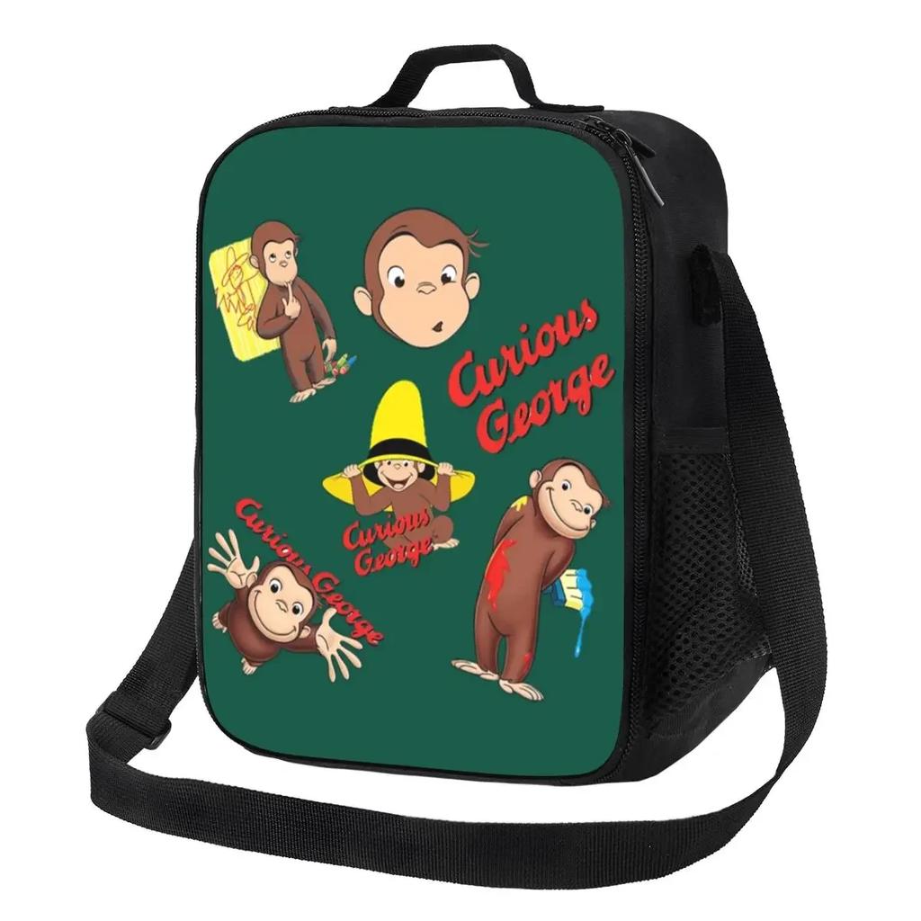 Neugieriger George Manga Isolierte Lunchtaschen für Frauen Wiederverwendbare Kühltasche Thermische Lebensmittel Bento Box Outdoor Camping Reisen