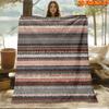 1pc 2D Flat Printing Spring And Summer New Arrival Retro Bohemian Ethnic Style Earth Tone Geometric Stripe Digital Print Blanket, Throw, Soft And Comf