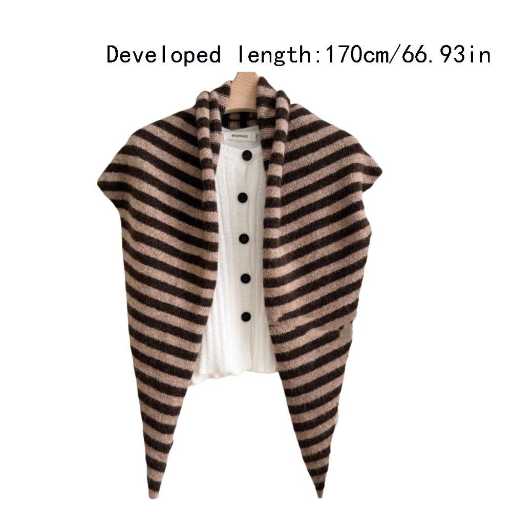 Soft Korean Style Striped Scarf Cashmere Winter Shawl Thickened Neck Warmer Knitted Triangle Scarf Girls