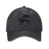 Pferde-Silhouette Gestickt Gewaschenes Canvas Baseballkappe Klassisches Schwarzes Design Verstellbare Passform Unisex Streetwear-Stil Hut