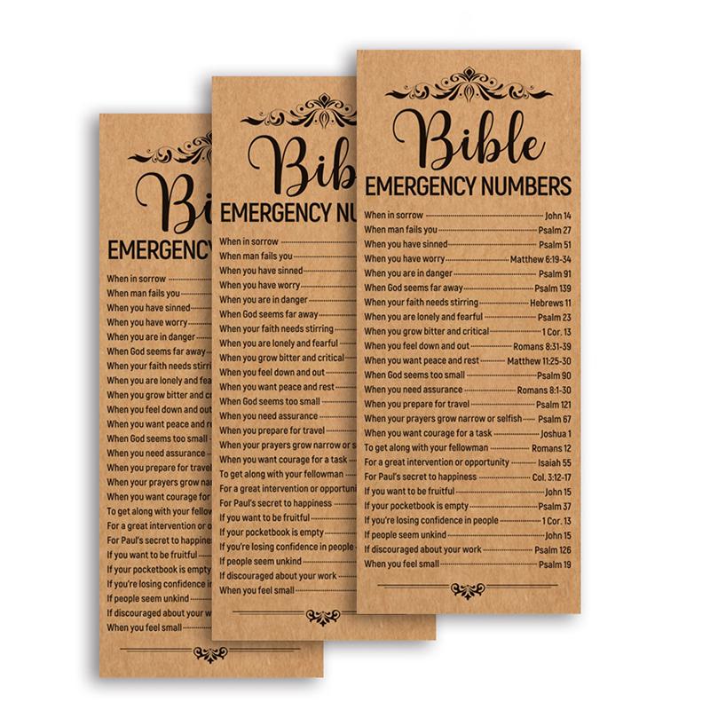50Pcs Christian Gift Religious Bible Verse Bookmark Bible Emergency Numbers Bookmark Christian Bookmarks For Church Welcome