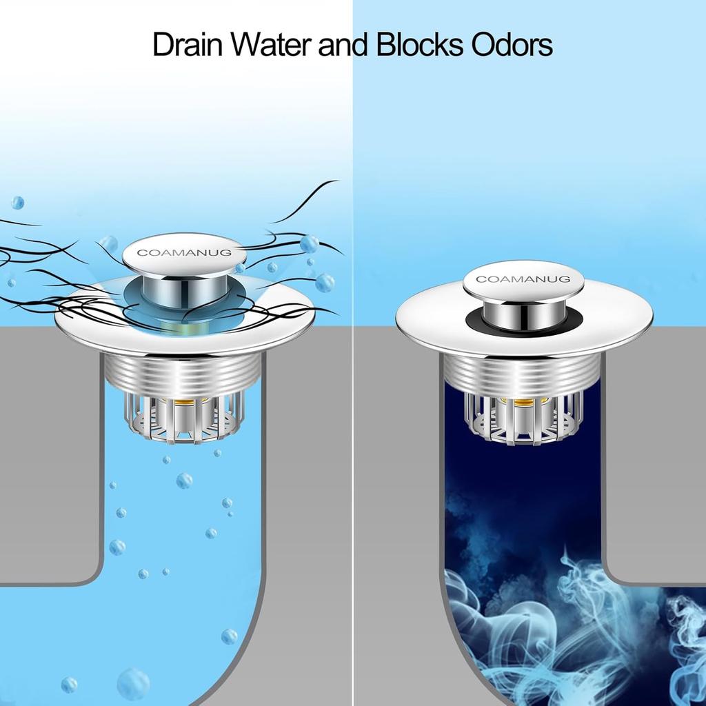 Bathtub Stopper | Shower Drain Hair Catcher, Pop-up Tub Stopper with Strainer | Bathroom Drain Plug | Drain Protector for 1-1/2 to 1-3/4"" Bath Drain