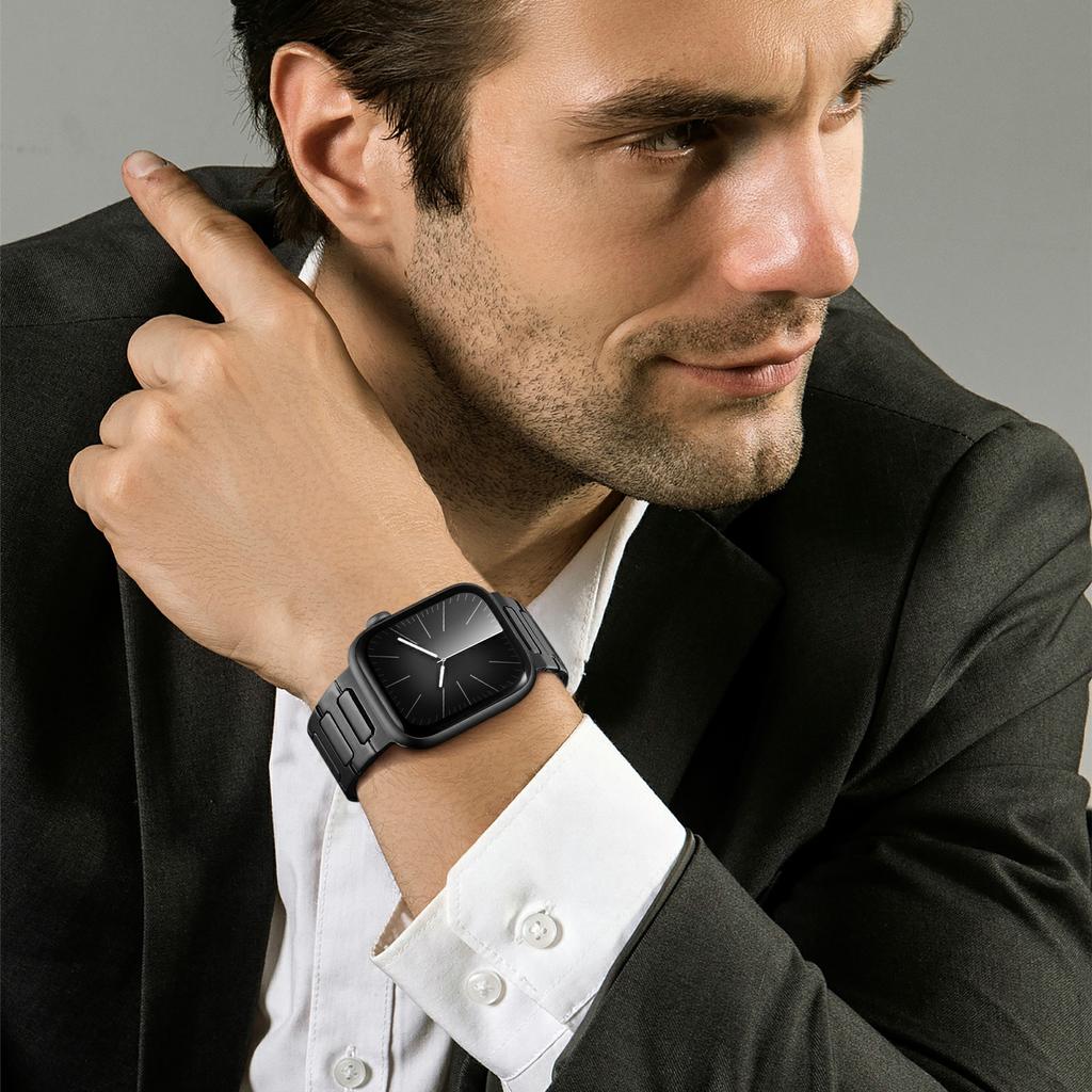 H-Link Farbiges Metallarmband für Apple Watch Series 10 Ultra 9 8 7 SE 6 5 4 3 2 1 46mm 49mm 45mm 44mm 42mm Faltschließe Uhrenarmband