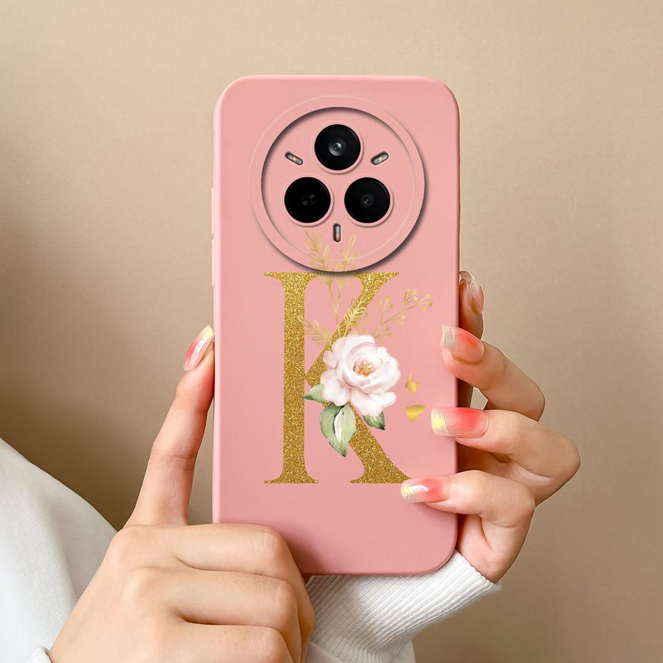 For Realme 14 Pro Plus Case Simple Letters Cover Soft Premium Liquid Silicone Funda Anti Drop Full Protection Phone Back Housing