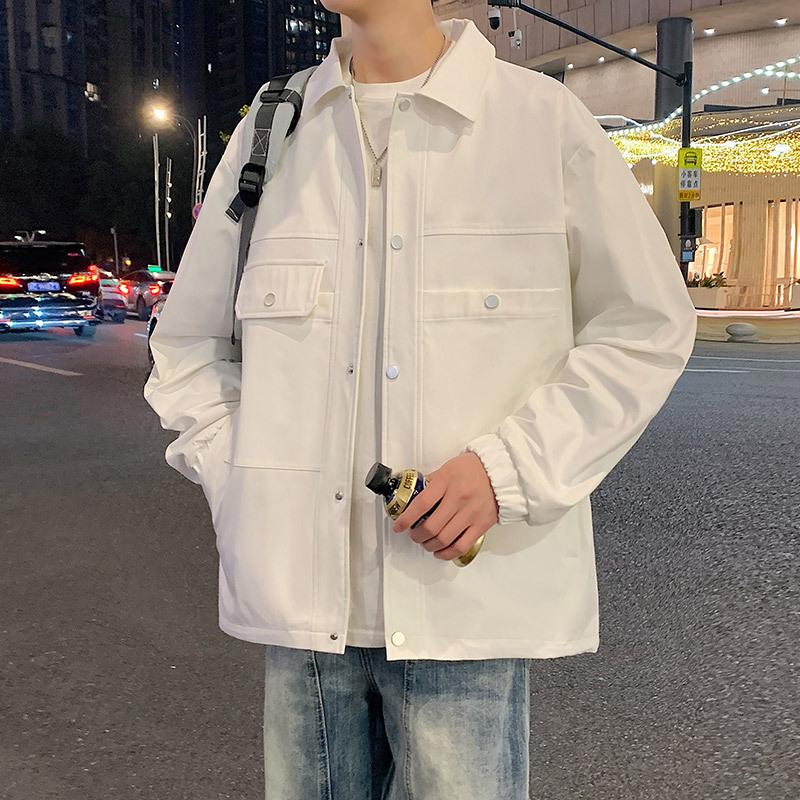 

Cozy Up Multi-pocket Lapel Jacket Large Size Loose Casual Men s Thin Coat 8XL білий