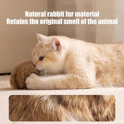 Furry Ball Cat Toy Soft Fluffy Rabbit Fur Ball Washable Fun Cat Chasing Ball Bunny-Kick Toy for Indoor Cats Exercise Stimulates Hunting Instinct